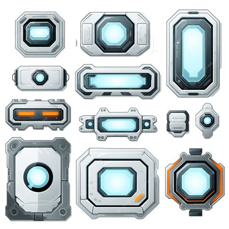 Game Buttons And Frames In Sci Fi Style Design Elements For Menu And User Interface Vector ...