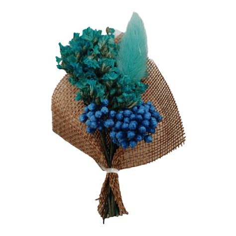 Buy The Tie Hub Babys Breath Teal Flower With Blue Feather Wedding ...