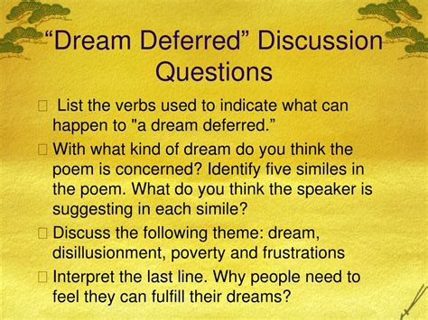 PPT - Analysis of Langston Hughes “ Dreams ” and “ Harlem – A DREAM ...