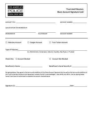 Fillable Online Trust And Fiduciary Share Account Signature Card ...
