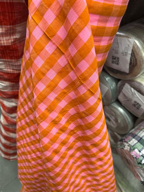 Buy Premium Seersucker Spanish Orange Check Fabric – SURPLUS FABRICS
