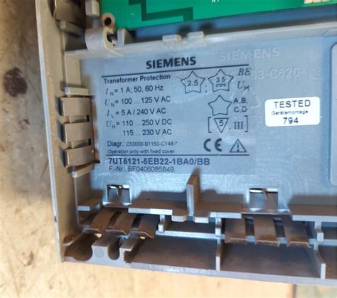 SIEMENS SIPROTEC 7UT6121-5EB22-1BA0/BB TRANSFORMER PROTECTION RELAY ...