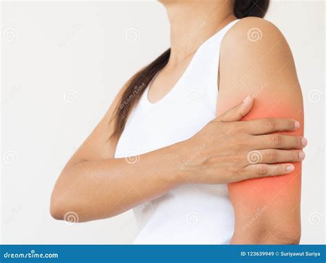 Arms Pain. Beautiful Woman Suffering from Painful Feeling in Arm Stock Image - Image of face ...