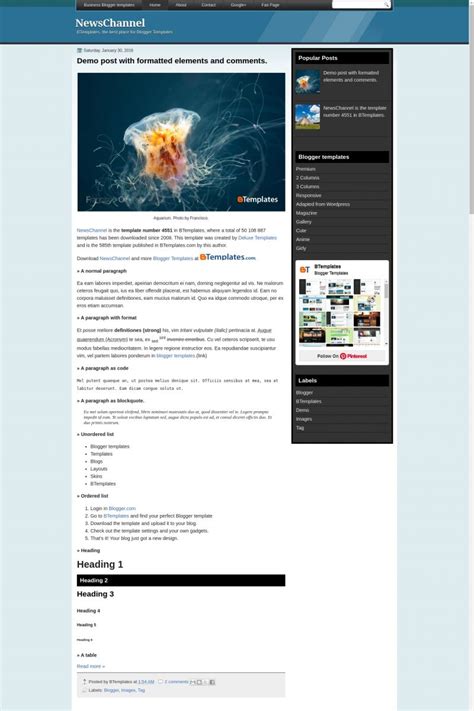 NewsChannel Blogger Template - BTemplates