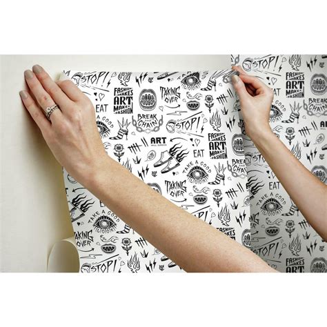 Buy RoomMates Disney Cruella Graffiti Black and White Peel and Stick ...