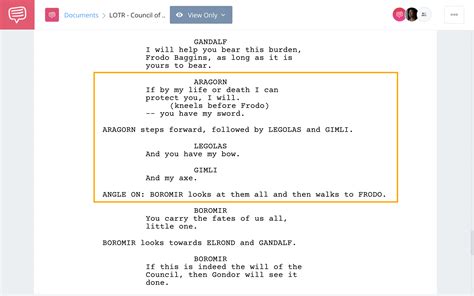 Image result for Lotr Script