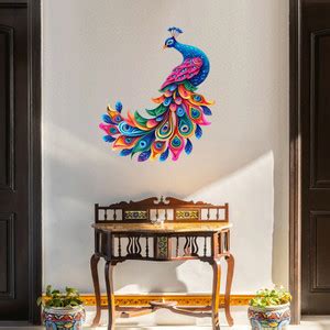 stylishdecor 51 cm Vibrant Decorative Multicolor Peacock Feather ...