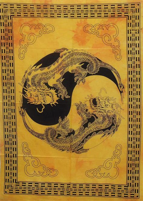Tapestry Lovers Yin Yang Dragon Mandala Psychedelic Hippie Boho ...