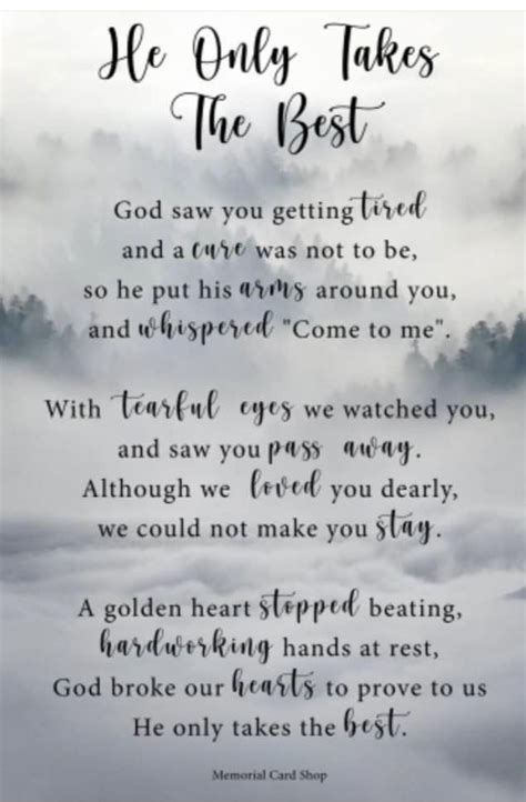 Poems for funerals and memorial services remembering your loved one ...