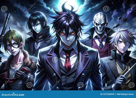 Anime Villains Gathering a Dark Moody Wallpaper. Generative AI Stock ...