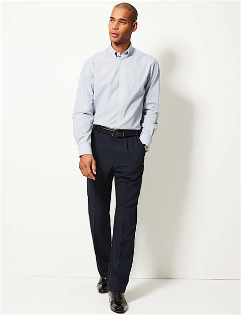 Buy Crease Resistant Single Pleat Trousers at Marks & Spencer