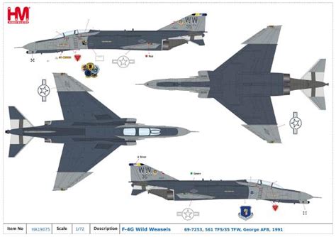 F-4G Wild Weasels 69-7253, 561 TFS/35 TFW, George AFB, 1991