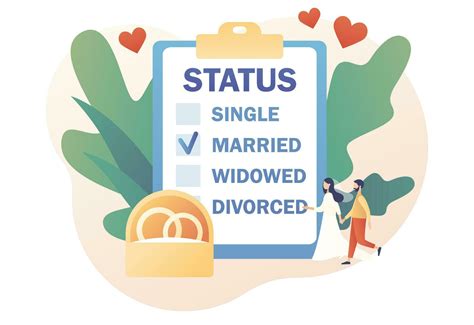 Marital status of couple. Legal status change. Checkbox list with ...