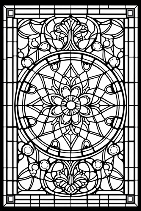 Geometric Stained Glass Coloring Pages