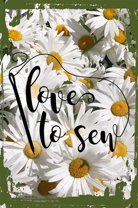 Daisy Flower Wall Art Love to sew cursive needle and thread hobby ...