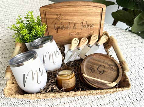 Personalized Wedding Gift Basket for Newlywed Custom Basket for Bridal ...