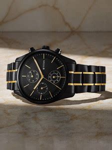 Titan Titan Multifunction Black Dial Black & Gold Stainless Steel Strap ...
