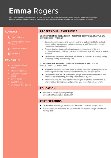 Best User Experience Researcher Resume Examples and Templates for 2025