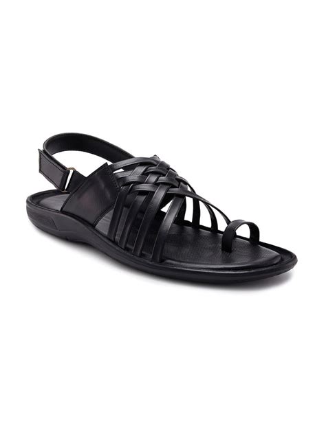 Shop Regal Black Men One Toe Formal Strappy Sandals Online