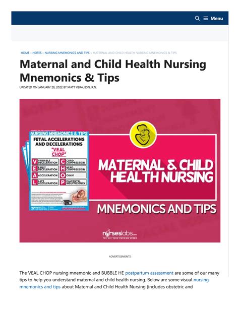 Nursing Mnemonics Tricks Obstetrics And Newborn Care