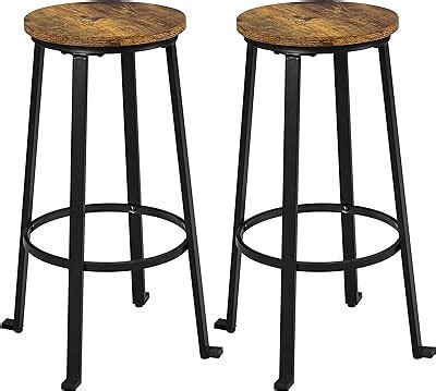 MAHANCRIS Bar Stools, Set of 2 Round Bar Chairs with Footrest, 24.4 ...
