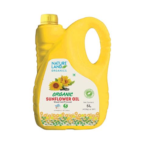 Natureland Organics Sunflower Oil 5 Ltr - Cold Pressed : Amazon.in ...