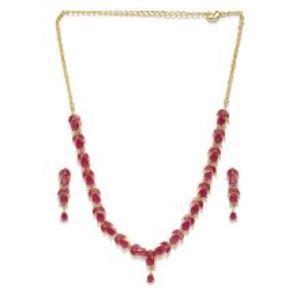 ZAVERI PEARLS Delicate Ruby Necklace Set For Women - ZPFK6110 : Zaveri ...