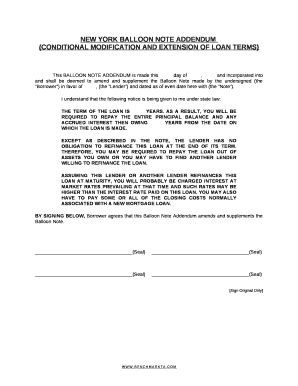 NEW YORK BALLOON NOTE ADDENDUM Doc Template | pdfFiller