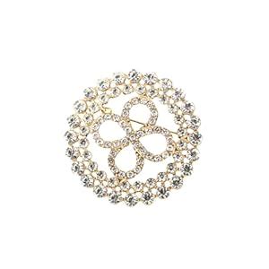Buy SYGA Women Elegant Flower Crystal Brooch Corsage – White Crystals ...