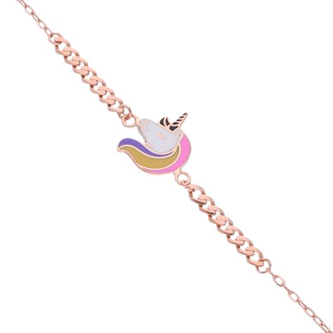 18KT Gold Unicorn Head Bracelet for Kids – Clementine