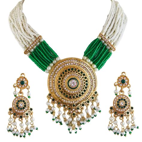 Buy Sattyaki Gold-Plated Rajasthani Bridal Jewellery AD Poth Moti ...