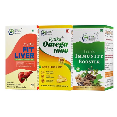 Fytika Fit Liver + Omega 1000 + Immunity Booster (Pack of 3) : Amazon ...