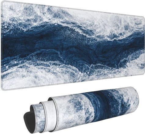 Amazon.com: Navy Blue and White Large Gaming Mouse Pad, Extended Big ...