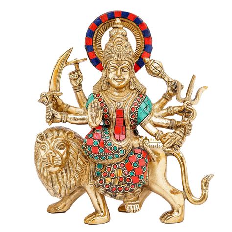 Brass Maa Durga Idol Sherawali Statue Religious Home Temple Dacor ...