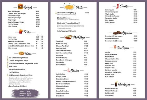 Menu at Annapurna's Food Lab, Mumbai