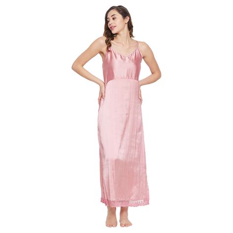 Buy The Kaftan Company Solid/plain Satin Minimal Slip Pink Online