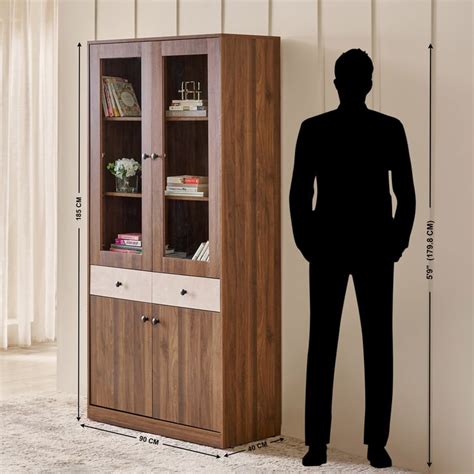 Buy Addison 4-Door Book Cabinet with Drawers - Brown from Home Centre ...