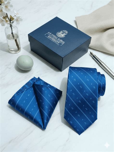 JGU Blue Necktie & Pocket Square Set