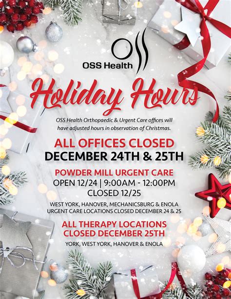 2025 Christmas and New Years Day Hours