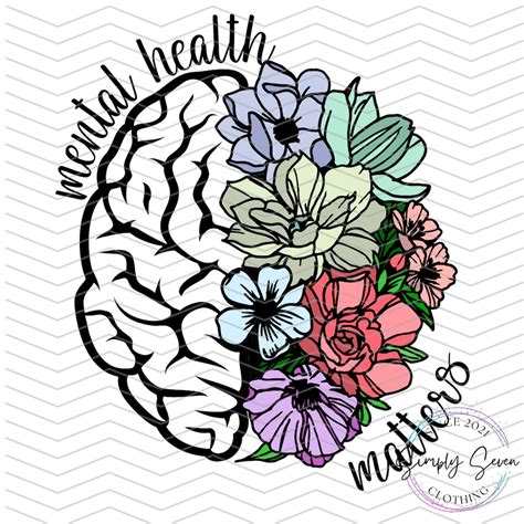 Mental Health Matters Floral Brain Digital Download Design PNG Svg ...