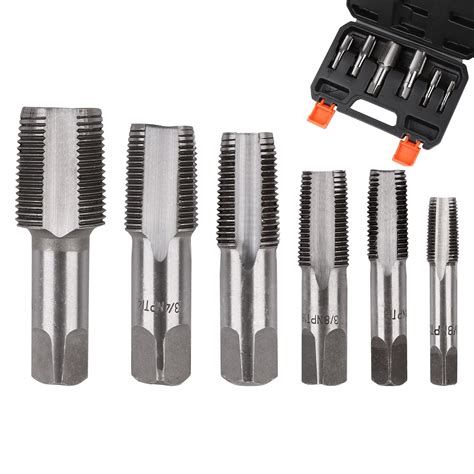 HORUSDY 5-Piece NPT Pipe Tap Set, Sizes Includes 1/8", 1/4", 3/8", 1/2 ...