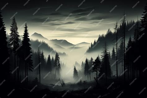 Premium AI Image | A tranquil monochromatic forest silhouette cloaked ...