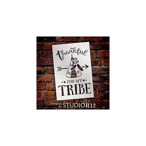 Buy Thankful for My Tribe Stencil with Teepee by StudioR12 | DIY Tribal ...