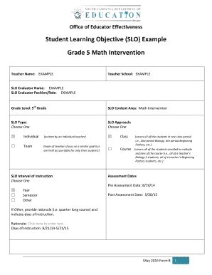 Student Learning Objective (SLO) Example Grade 5 Math Intervention - Ed ...