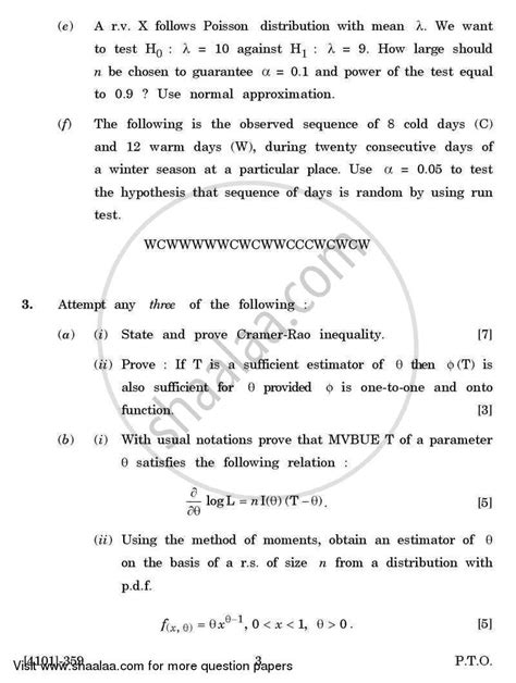 Mathematical Statistics General Paper 3- Statistical Inference 2011 ...