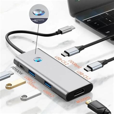 2426 One-Key Screen Off Type-C to 2 x USB3.2, HD, PD100W, 2 x USB-C3.2 ...