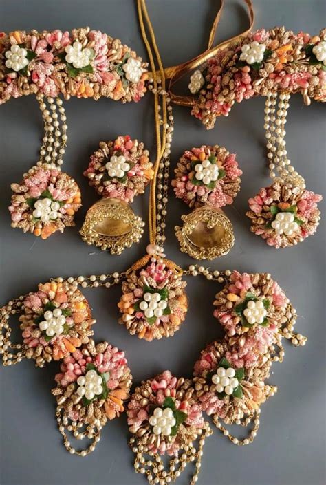 LAMANSH® Handmade Flower Jewellery Set For Women & Girls / Haldi Set ...