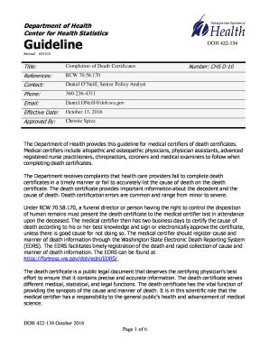 Fillable Online doh wa Guideline Completion of Death Certificates, RCW ...