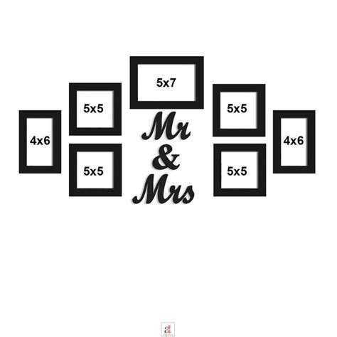 Set Of 7 Wall Photo Frame, For Home Decor With Mr. & Mrs. MDF Plaque ...