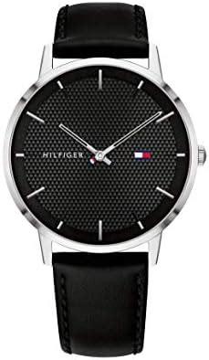 Tommy Hilfiger Quartz Analog Black Dial Leather Strap Watch for Men ...